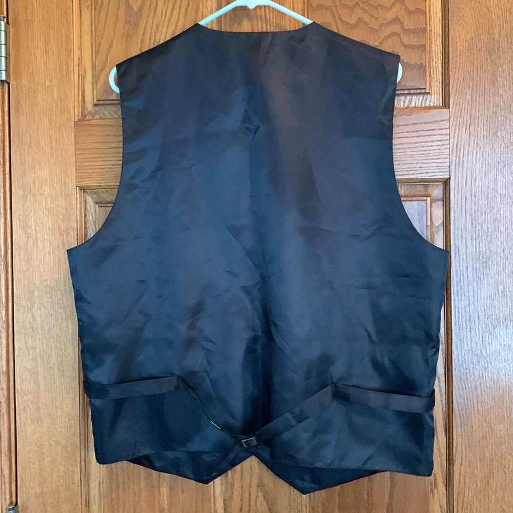 Pierre Cardin Red Brocade Vest with Black Lining